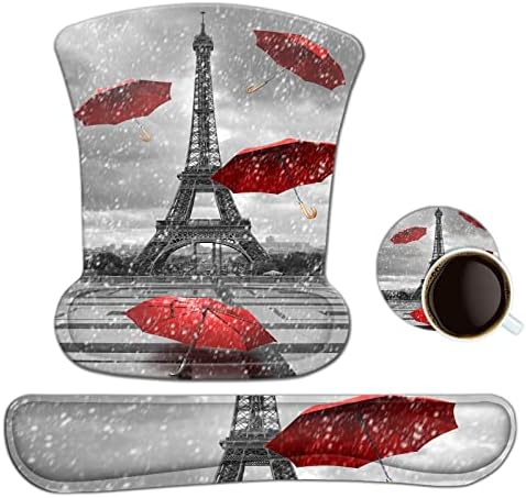 Keyboard Wrist Rest Mouse Pad Support, ToLuLu Gel Ergonomic Mouse Pads for Computer Laptop PC, Comfortable Durable Mousepad Keyboard Wrist Rests for Easy Typing Pain Relief, Eiffel Tower