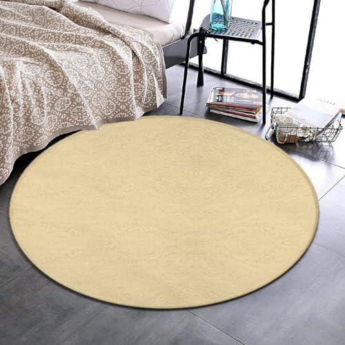 Machine Washable Modern Round Area Rug, Room Sofa Yoga Soft Round Carpet, Home Decor Non Slip Kitchen Office Circle Rug Yellow, 24inch