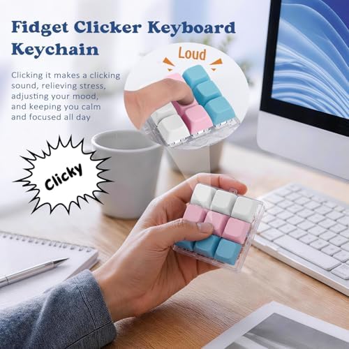 Keyboard Fidget Toy, Creamy Fidget Clicker Keyboard Fidget Keychain, Button Fidget Gifts for Adults, Boost Focus & Ease Anxiety Anywhere — Perfect Stress-Relief Gift (3×3 Grid Layout M)