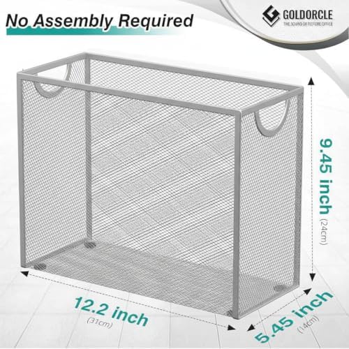 Letter-Size Hanging File Organizer (Silver, with 5 Grey Folders)