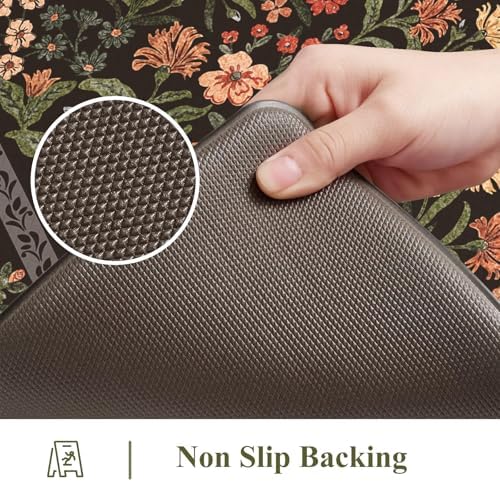 Collive Kitchen Mats for Floor, Black Cushioned Anti Fatigue Rug Sets