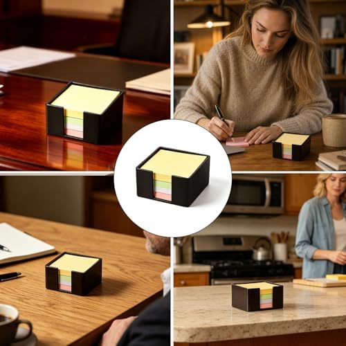 3x3 Inch Black Acrylic Sticky Note Holder – Notepad Dispenser for Desk, Dorm, Home or Office, Sturdy Opaque Design Keeps Notes Neat and Accessible
