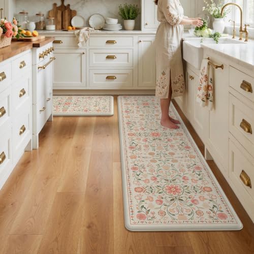 KIMODE Cushioned Kitchen Floor Mats Anti Fatigue,Kitchen Runner Rug 2 Piece