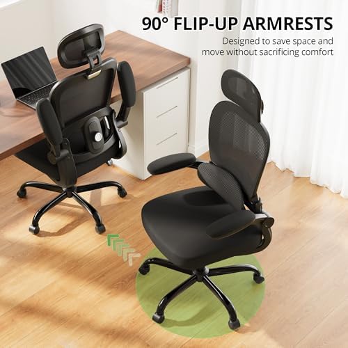 Ergonomic Office Chair 330 lb with Wheels, Lumbar Support & Headrest