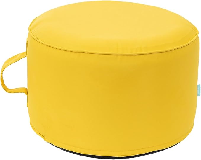 QILLOWAY Inflatable Outdoor Ottoman for Patio, Waterproof Round Pouf, Inflatable Foot Rest, Outdoor Footstool for Poolside, Garden，Camping,Yellow