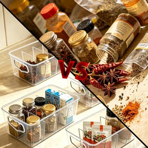 SPACELEAD 8 Pack Clear Plastic Storage Bins for Home Organization