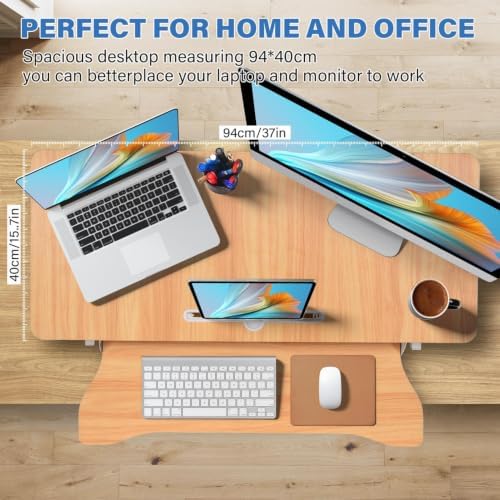 37" Height Adjustable Standing Desk Converter, Stand up Desk Riser