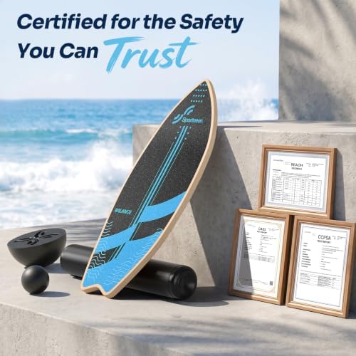 Sportneer Surf Balance Board, 8-in-1 Wooden Wobble Board