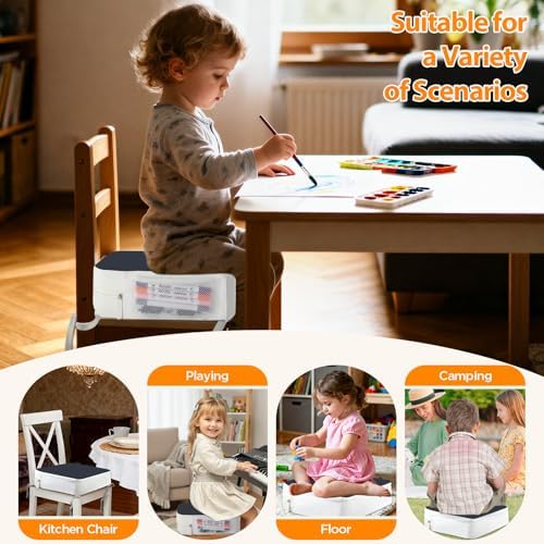 Booster Seat for Kitchen Chair, 3.8" Kid Booster Seat Cushion with Ties