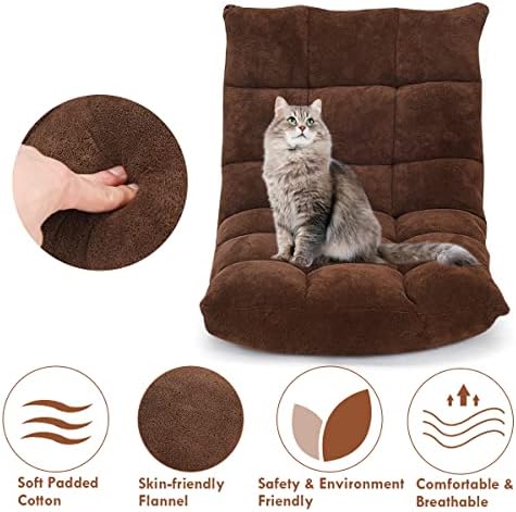 GIANTEX Floor Chairs for Adults, Floor Gaming Chair w/Back Support (Coffee)