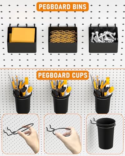 INCLY 30PCS Peg Board Organizer Accessories Kit with Bins, Cups & Baskets