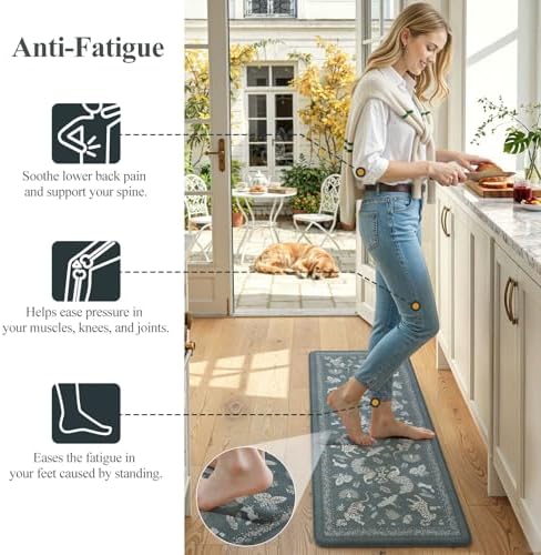 LEEVAN Anti Fatigue Kitchen Mats for Floor, Cushioned Kitchen Mat Set 2PCS