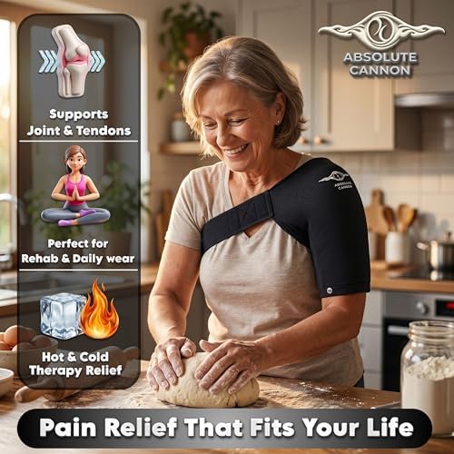 Hot & Cold Shoulder Brace for Men & Women - Rotator Cuff Shoulder Brace - Compression Sleeve for Pain Relief - Adjustable Shoulder Support Sling - Reusable Ice & Heat Therapy Wrap - Fits Left & Right