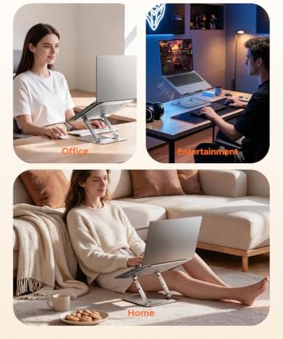 PHIXERO Height Adjustable Laptop Stand, Aluminum Laptop Riser Silver WS1