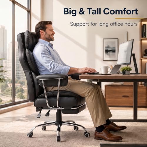 GTPLAYER Big&Tall Ergonomic Gaming Chair, Wide Spring Seat, Linkage Armrest,Earth BLK