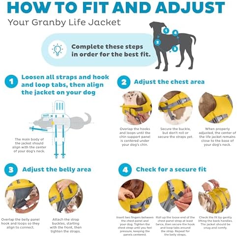 Outward Hound Granby Splash Dog Life Jacket, Life Vest, Yellow, Medium