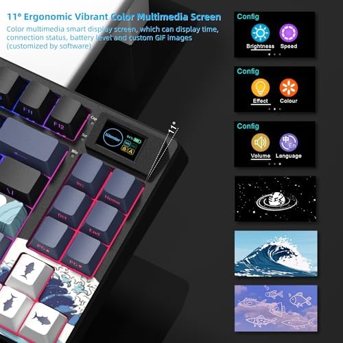 Womier 75% Wireless Mechanical Keyboard with Color Multimedia Screen