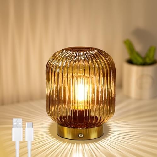 MJ PREMIER Rechargeable Table Lamp,Cordless Lamp with Memory Function,Amber