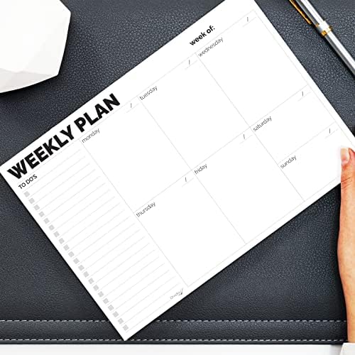 Weekly Planner Pad, A4 Size (11.7" x 8.3") Tear Off Undated Desk Notepad, Premium Thick Paper With Cardboard Back Support, Weekly Planner Notepad, Work and Schedule Organizer, Weekly To Do List.