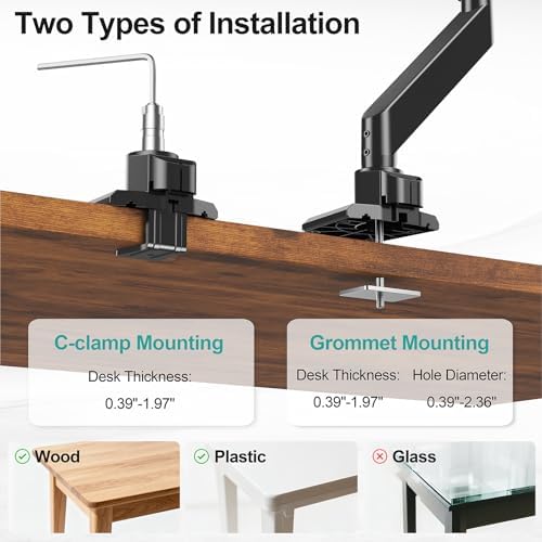 MOUNT PRO Heavy Duty Monitor Arm for 49 inch Ultrawide Screen up to 44 lbs, Single Desk Computer Mount Curved Monitor Stand for Samsung Odyssey G9, Adjustable Gas Spring VESA Mount 75x75 100x100