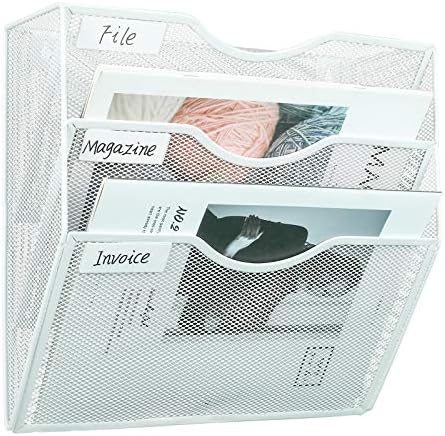 PAG-Mass Hanging Wall File Holder Mail Organizer Wall Mount Document Letter Rack, 3-Tier, White