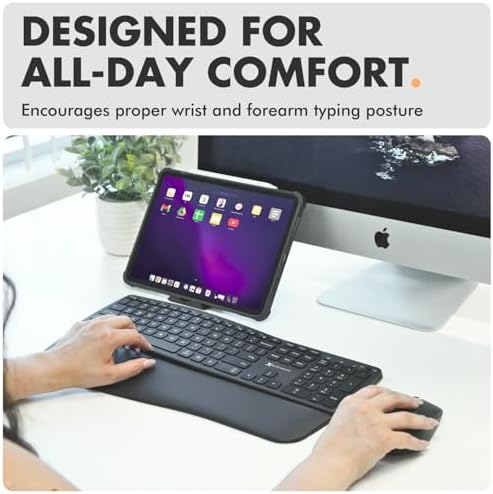 X9 Wireless Keyboard and Mouse Combo - Wave Ergonomic Keyboard and Mouse with Bluetooth & 2.4 G Receiver, Full-Size, Backlit, Multi-Device, with Wrist Rest, for Phone, Computer, Laptop, Windows, Mac