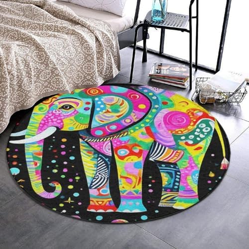 Circular Rugs Large Modern Round Area Rug Fashion Decor Mat for Home Office Butterfly Unique Elephant