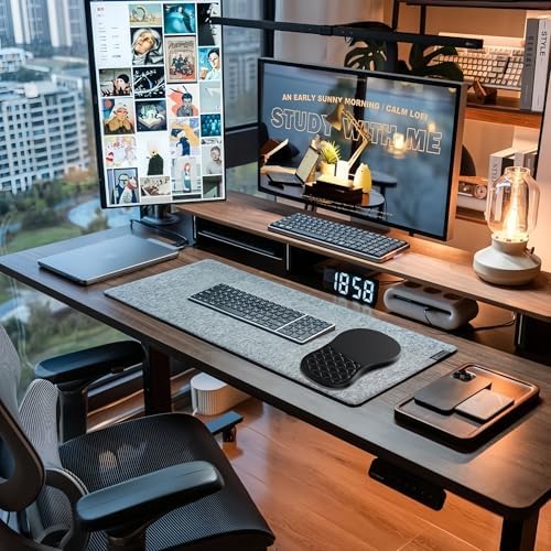 Ergonomic Mouse Pad Wrist Support with Massage Design,Classic Black Wrist Pain Relief Mousepad with Memory Foam,Non-Slip PU Base