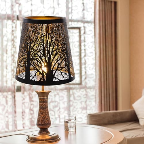 YISUN Chandelier Shades, Small Lamp Shade, Clip On Lamp Shade Outer Black and Inner Gold, Fit for Table Wall Lamp Candle Lamp 4.3 x 5.5 x 5.9 Inch