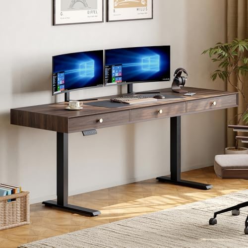 ONBRILL Electric Standing Desk with 3 Drawers, 63x24 Inch Height Adjustable