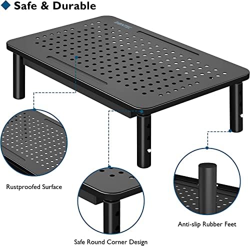 BONTEC 2 Pack Adjustable Monitor Stand Riser with Drawer, Supports 44lbs