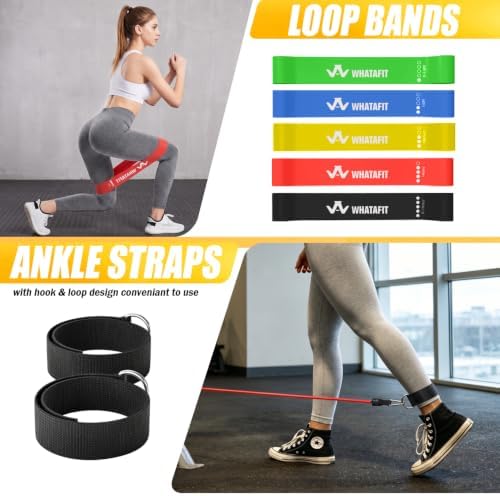 WHATAFIT Resistance Bands with Handles, 150 lb Exercise Bands Set