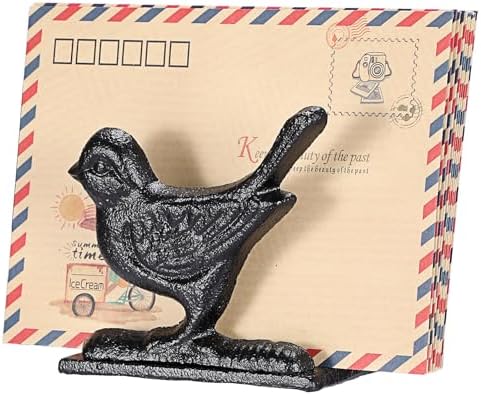 BTSKY Cast Iron Mail Organizer Countertop, Heavy Duty Desk Mail Holder for Letters & Documents, Vertical Envelope Sorter for Home Office, Bill Rack - Black, Bird Shape