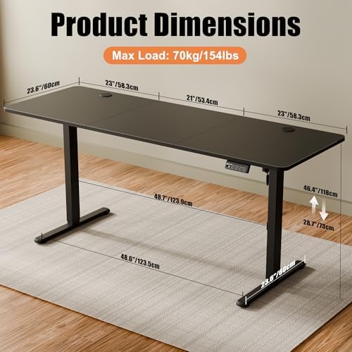 67"x24" Standing Desk, Height Adjustable Sit-Stand Home Office, Black