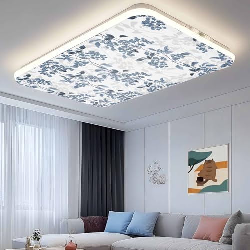 Blue Floral Plant Magnetic Fluorescent Light Covers for Ceiling Lights 2 x 4 Feet,Grey Modern Minimalist White Floral Spring Summer Office Classroom Kitchen Drop Ceiling Light Filter Covers 3 Packs