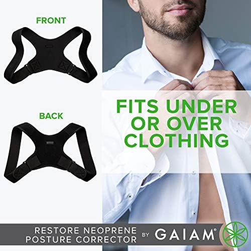 Gaiam Restore Posture Corrector for Women & Men - Back Straightener Adjustable Straps Compact Brace Support for Clavicle, Neck, Shoulder, Invisible Pain Relief