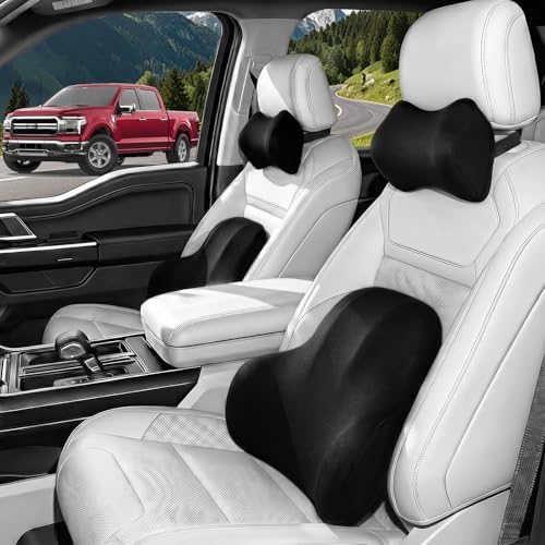 Car Pillow for Ford F150,Car Neck Pillow,Lumbar Support Pillow for Car,Memory Foam Pillow,Ergonomic Pillow,Adjustable and Washable,Car Essentials for Long Trips,Car Accessories,Ice Silk,1 Set