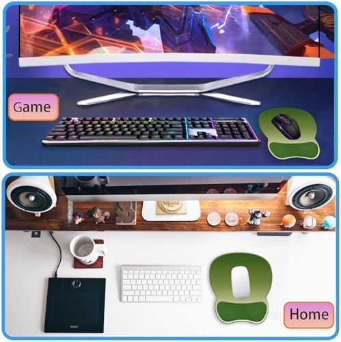 Ergonomic Mouse Pad with Wrist Rest, Comfortable Gel Concave Mouse Pad with Non-Slip Base, Pain Relief Mouse Pads with Smooth Wrist Support for Office & Home (Gradient Green)