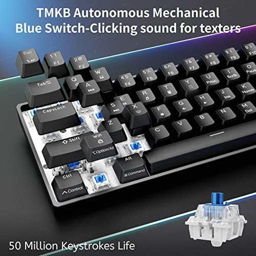 DIERYA 60% Mechanical Keyboard, DK61se Wired Gaming Keyboard with Blue Switches, LED Backlit Ultra-Compact 61 Keys Mini Office Keyboard for Windows Laptop PC Gamer Typist（Black）