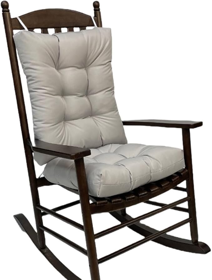 Rocking Chair Cushion Pad, 2 Pieces Indoor/Outdoor Rocking Soft Thickened Patio Chaise Lounger Cushion Overstuffed Patio Chair Cushion (Light Gray)