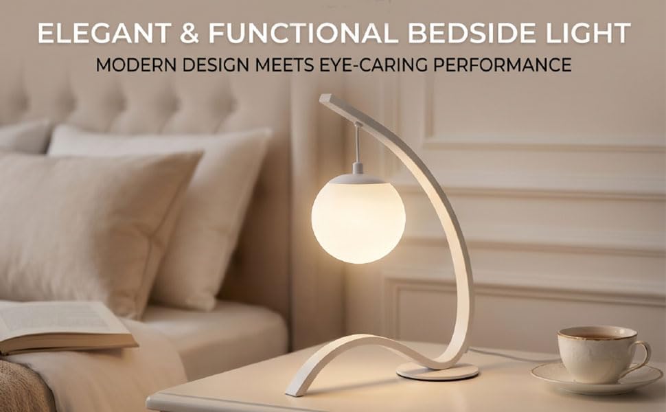 10.8x13.6in LED Bedside Lamp for Home Residents Reading Studying Working,Anti Glare Eye Caring Light Reduces Visual Fatigue,3 Brightness Levels 3 Color Temperatures (White)