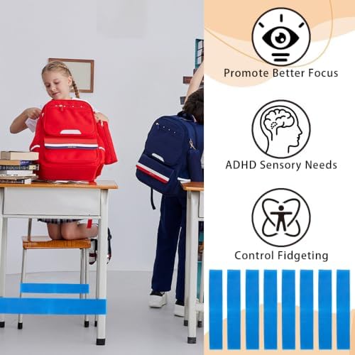Chair Bands for Kids with Fidgety Feet, 8 Pack Desk Fidget Bands for Classroom, ADHD Tools for Kids Teacher Kindergarten Special Education Classroom Home Sensory ADHD ADD Autism Needs (Blue)