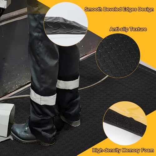Nisorpa Anti Fatigue Mats Industrial 2' x 7' Ergonomic Standing Mat 15/16" Extra Thick Heavy Duty Commercial Diamond Plate Support Shop Floor Mat for Leg & Back Pain
