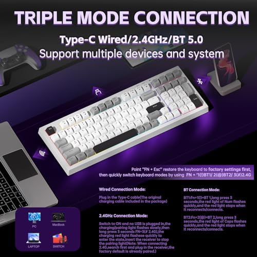 LEOBOG x Aula Wireless Keyboard 98 Keys Membrane Computer Keyboards