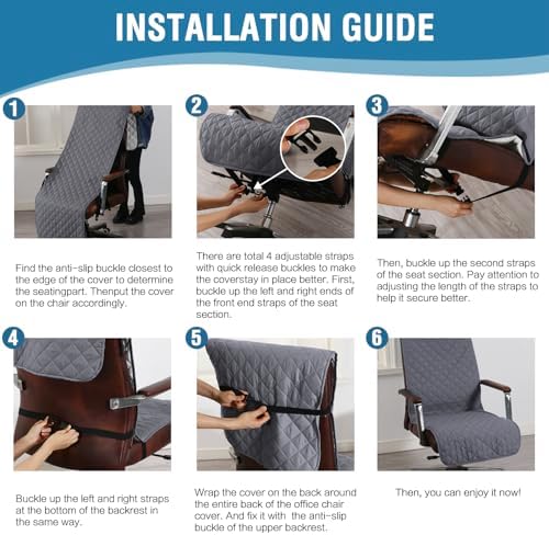 H.VERSAILTEX Water Resistant Chair Cover Reversible Dining Chair Cover with Non-Slip Buckle Soft Removable High Chair Slipcovers Oversized for Armchair or Armless Chair,Grey/Beige