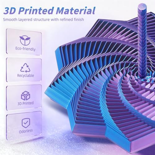 3D Printed Expanded Sensory Fidget Star, Fractal Stress Relief Spinning Tower Toy with Handle, Polygonal Honeycomb Whirling Spiral Design, Stocking Stuffers Gift for Adults Teens ADHD Office Desk