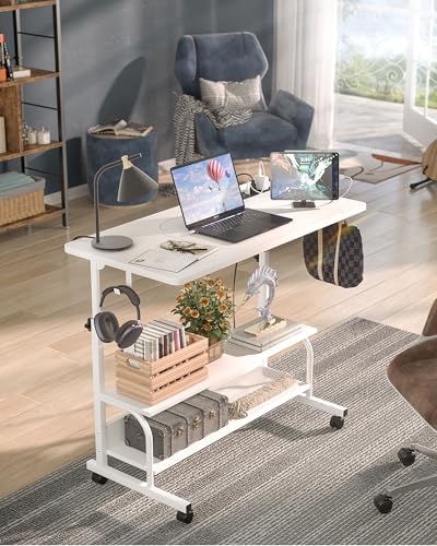 Armocity 32" Rolling Standing Desk with Charging Station for Couch Bed