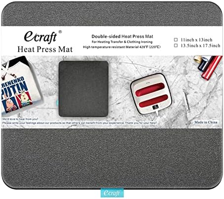Heat Press Mat for Cricut Easypress: Ecraft (11 x 13 inch) Double-Sided Heating Ironing Mats for Craft Insulation Transfer HTV VinylHeat Press Machine,T Shirts