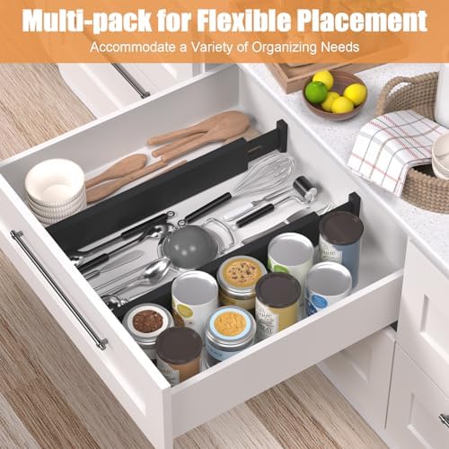 Bamboo Drawer Dividers, Adjustable Drawer Organizers, Fits 17.6–21" Drawers