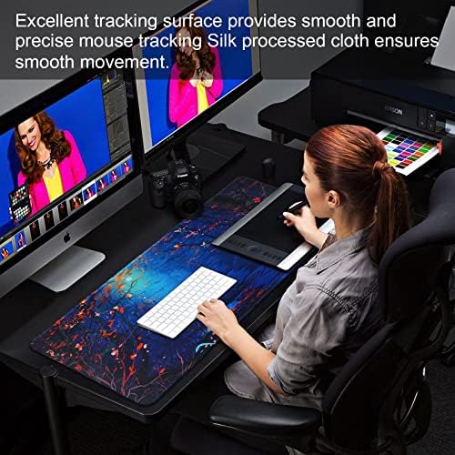 Large Gaming Mouse Pad with Stitched Edges,[27.5x11.8In] Extended Mouse Pad with Non-Slip Natural Rubber Base for Gamer/Desktop/Office/Home 70x30 Forest07